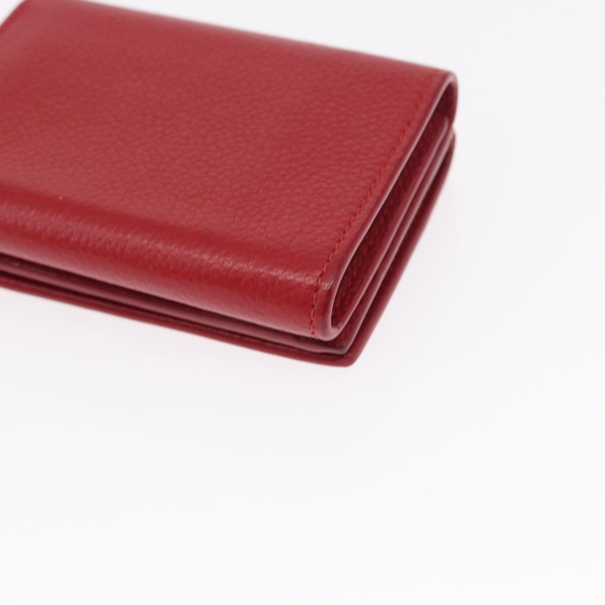 SAINT LAURENT Compact Wallet Leather Red Auth 154094