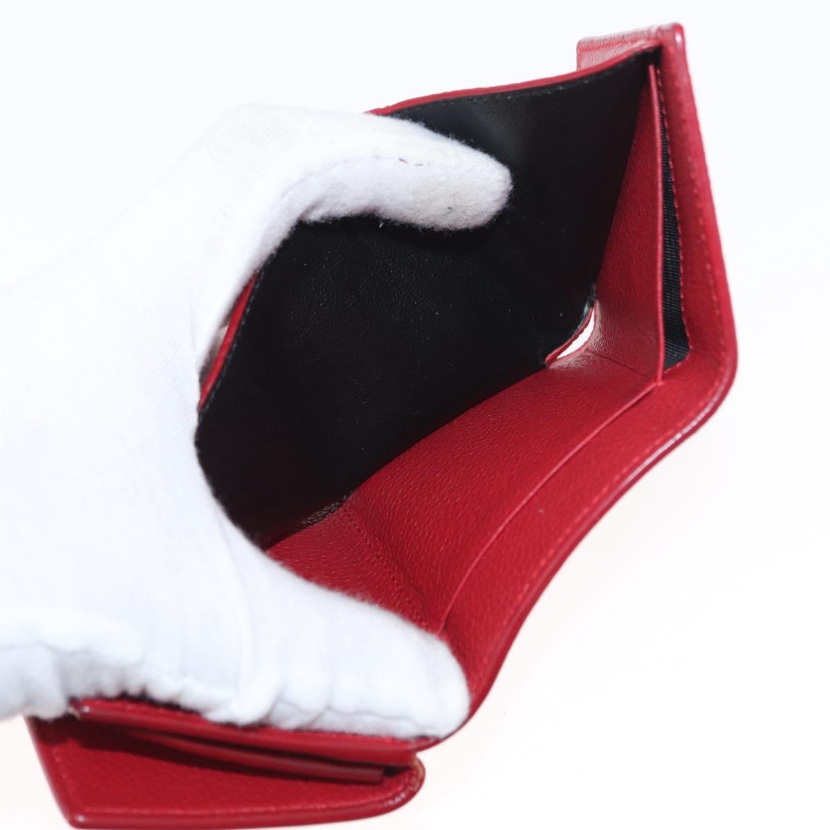 SAINT LAURENT Compact Wallet Leather Red Auth 154094