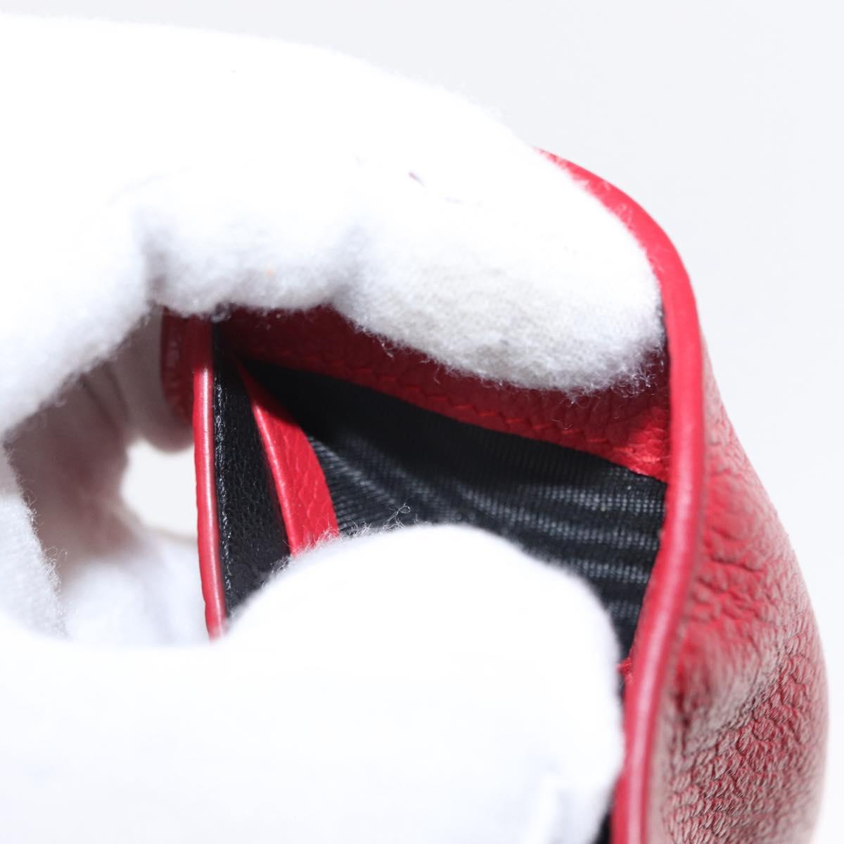 SAINT LAURENT Compact Wallet Leather Red Auth 154094