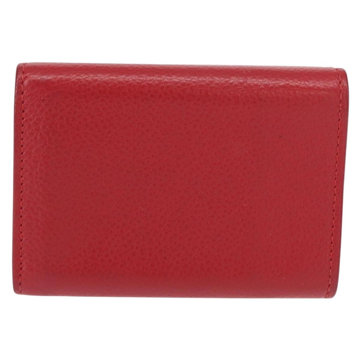SAINT LAURENT Compact Wallet Leather Red Auth 154094