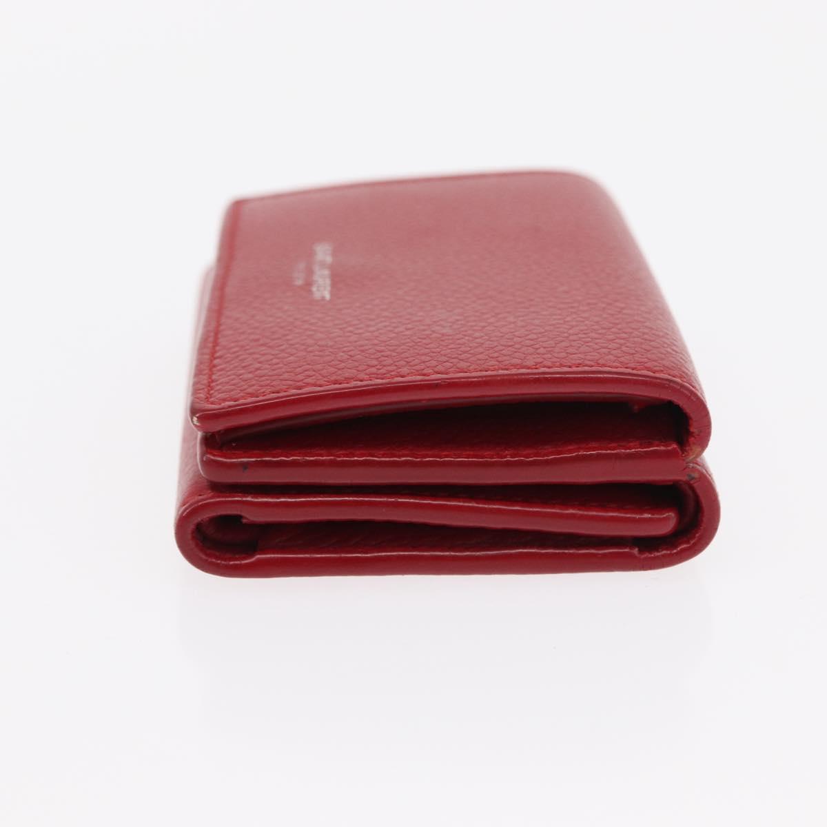 SAINT LAURENT Compact Wallet Leather Red Auth 154094