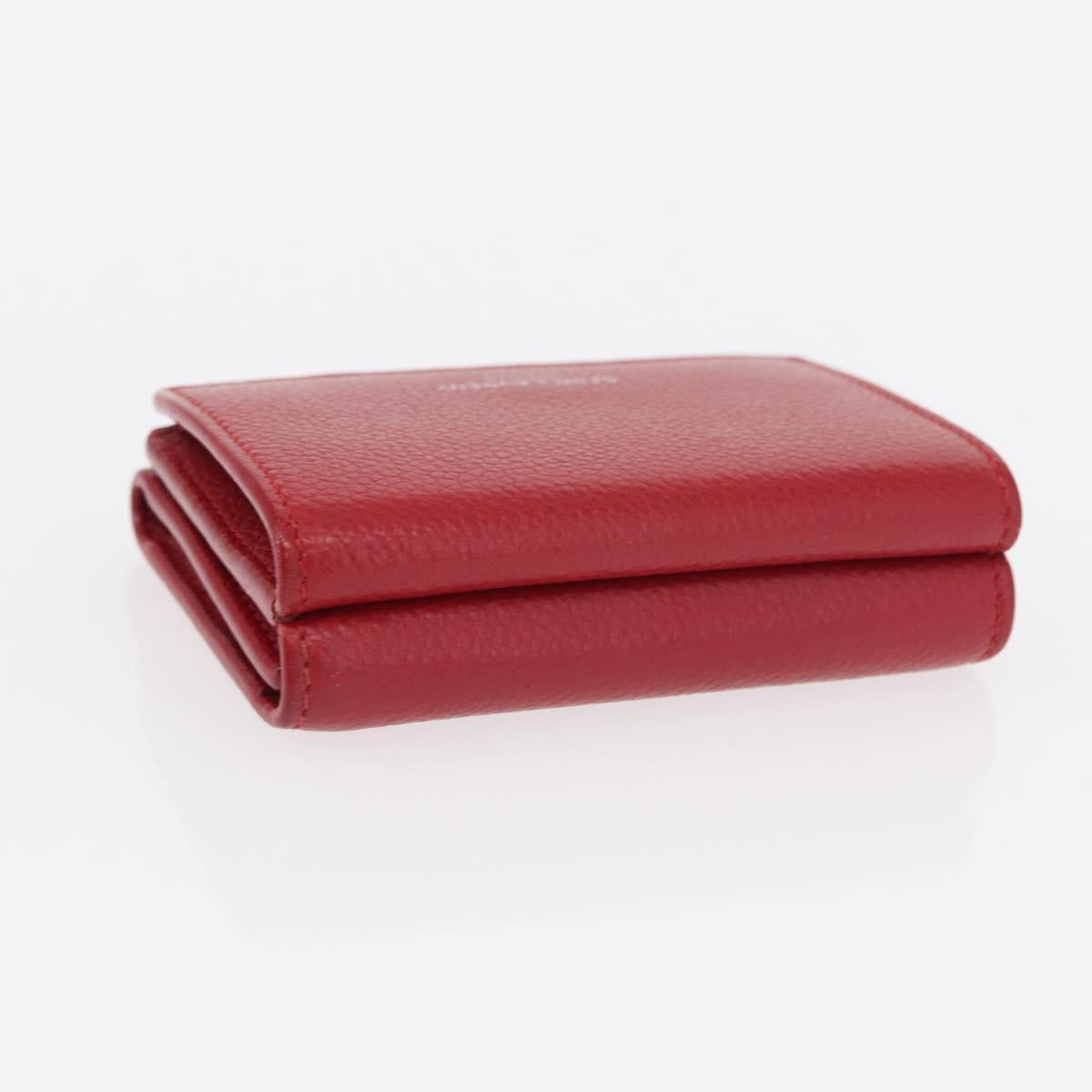 SAINT LAURENT Compact Wallet Leather Red Auth 154094