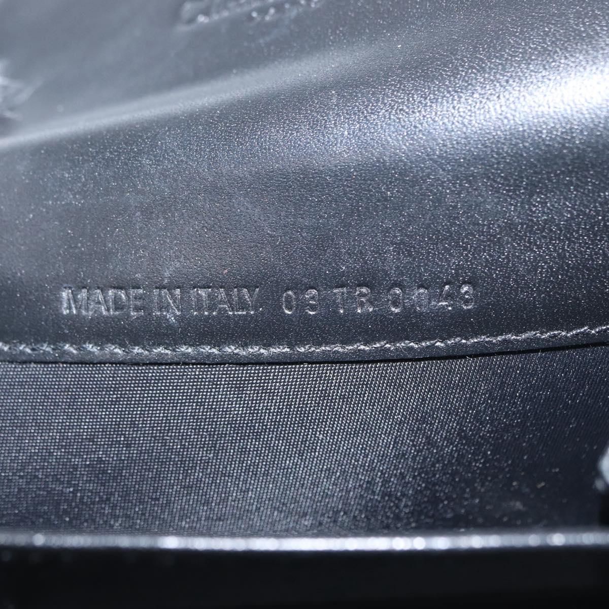 Christian Dior Trotter Canvas Saddle Wallet Navy Silver Auth 154095