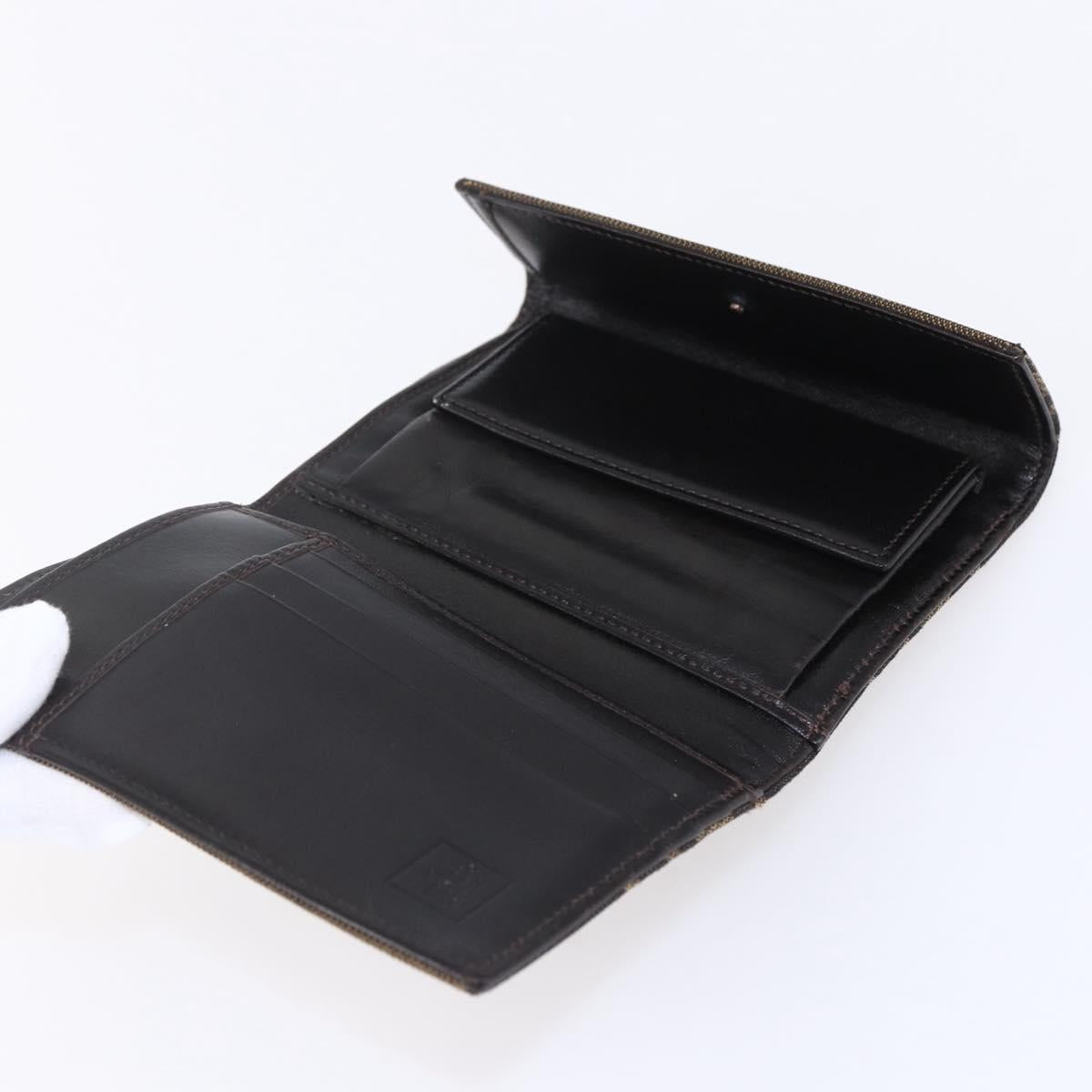FENDI Zucca Canvas Wallet Black Brown Auth 154104A
