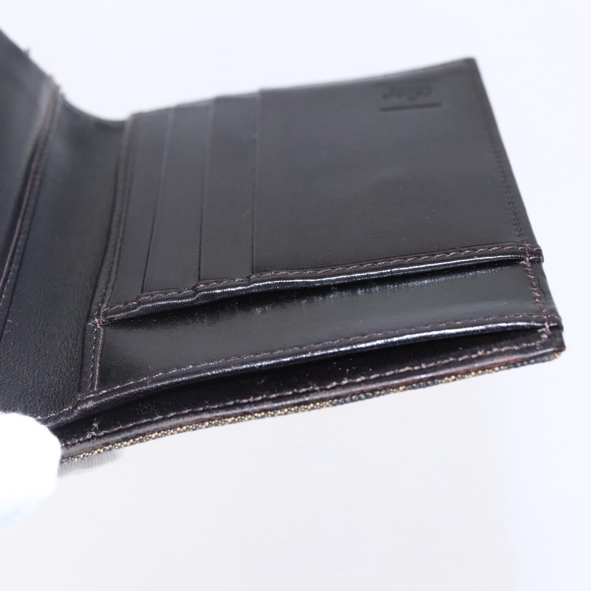 FENDI Zucca Canvas Wallet Black Brown Auth 154104A