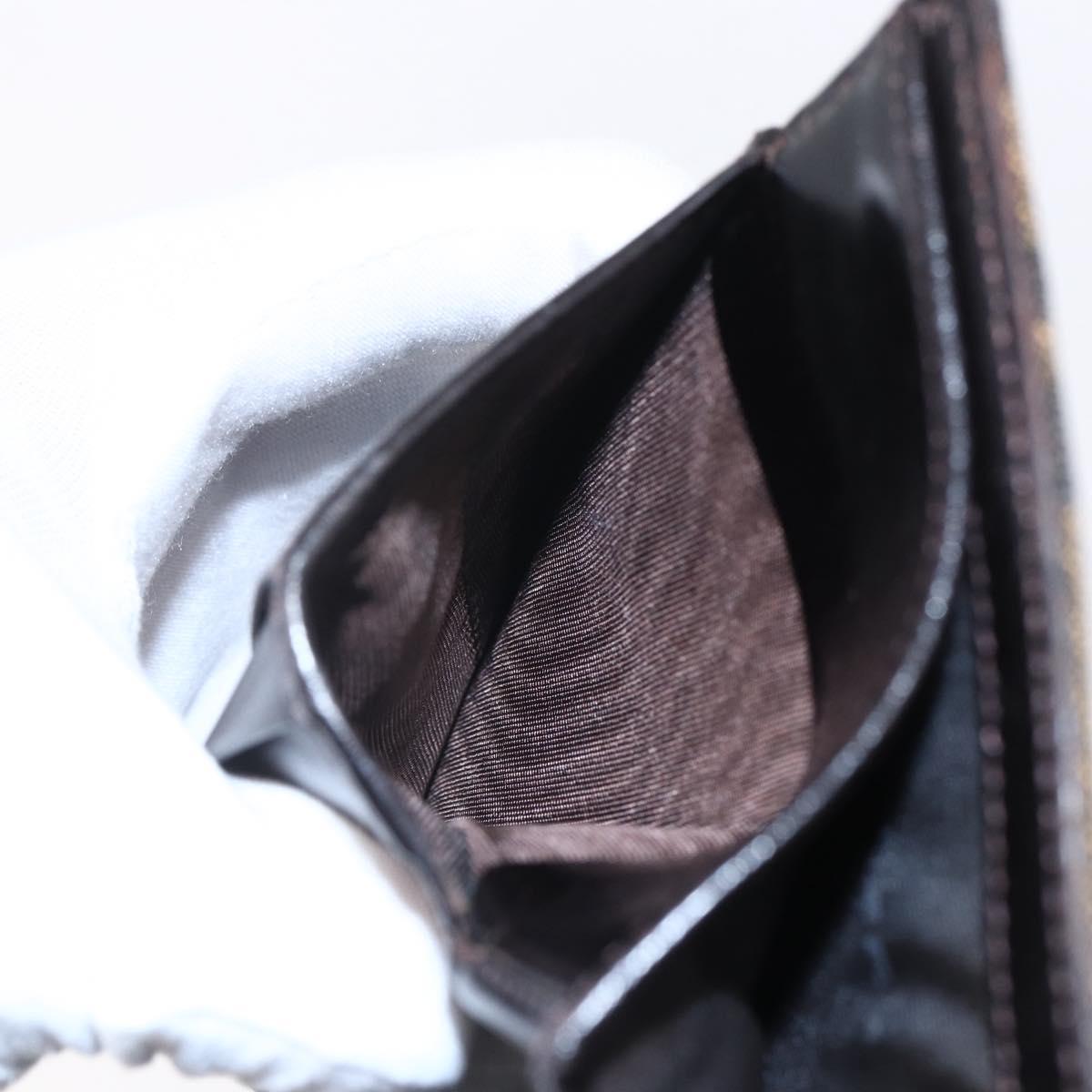 FENDI Zucca Canvas Wallet Black Brown Auth 154104A