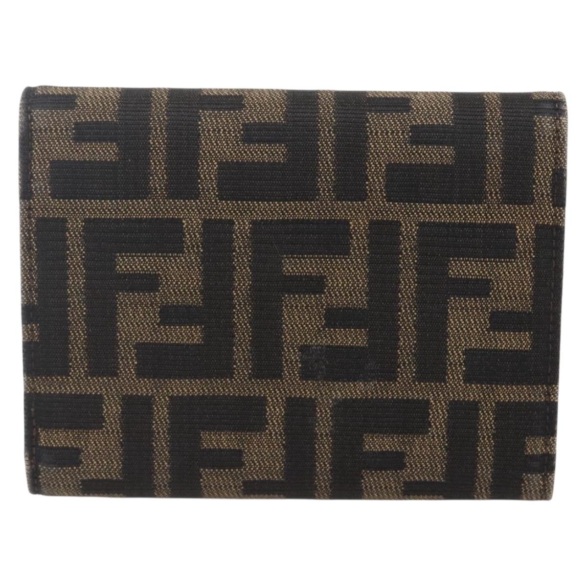FENDI Zucca Canvas Wallet Black Brown Auth 154104