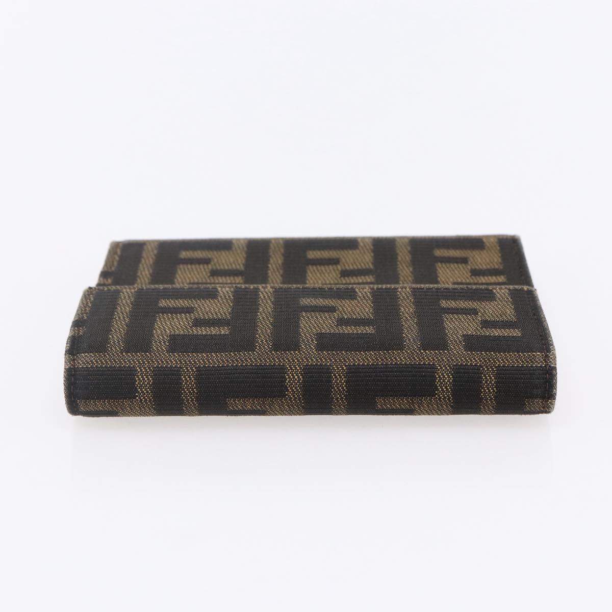 FENDI Zucca Canvas Wallet Black Brown Auth 154104A