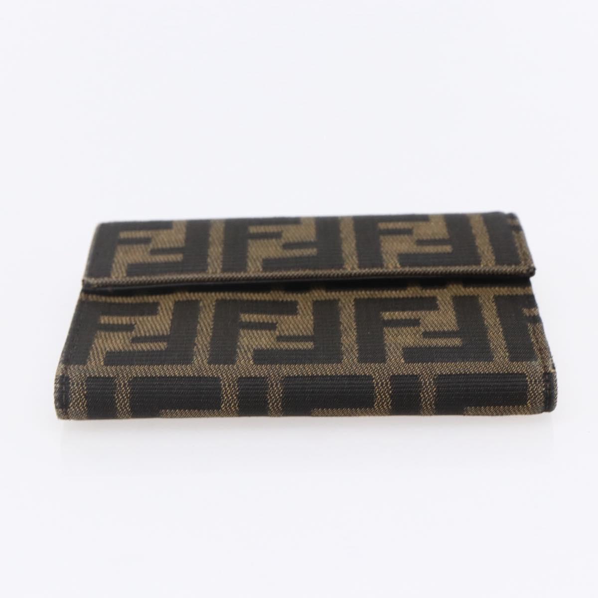 FENDI Zucca Canvas Wallet Black Brown Auth 154104A