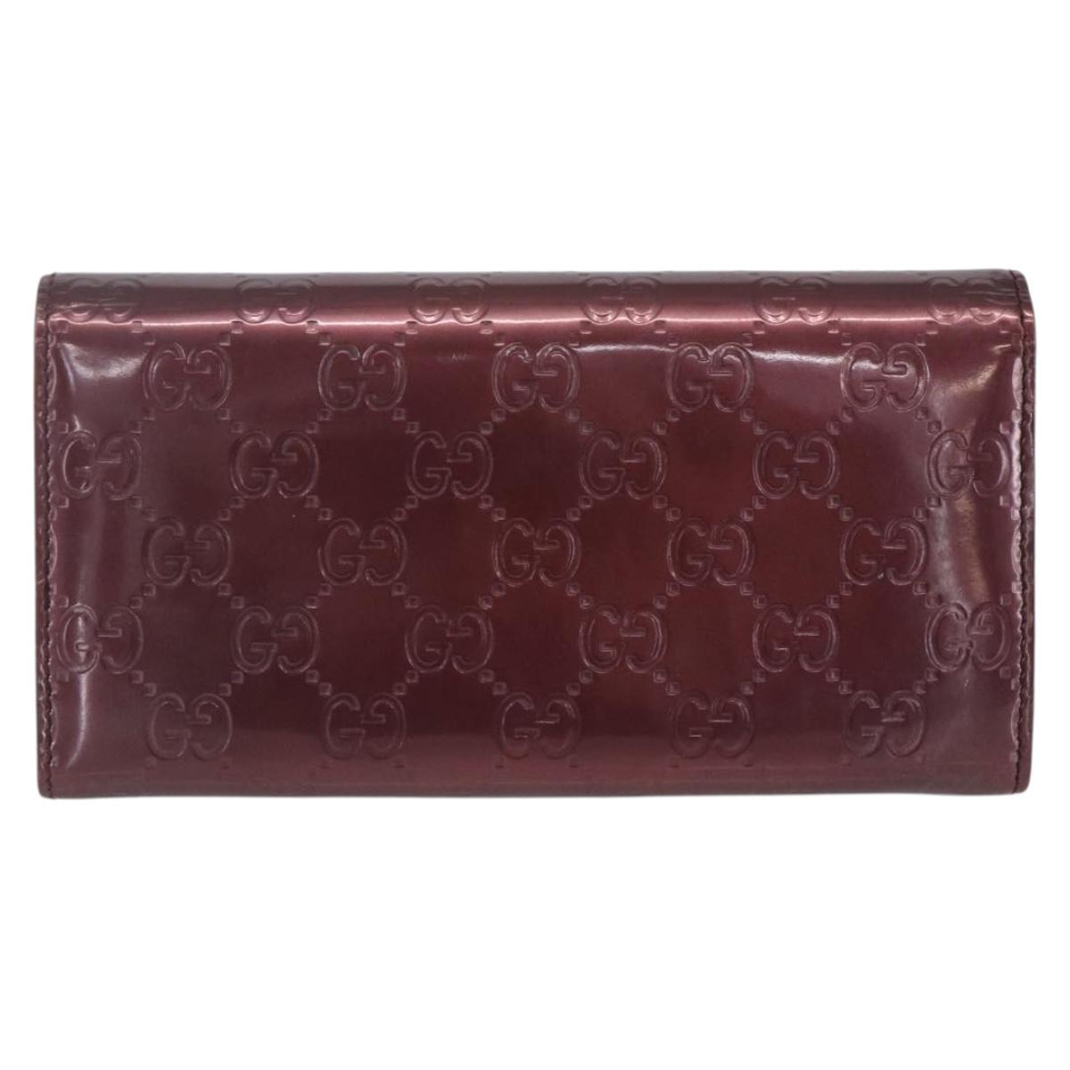 GUCCI GG Canvas Guccissima Lovely Heart Wallet Bordeaux Gold 251861 Auth 154109