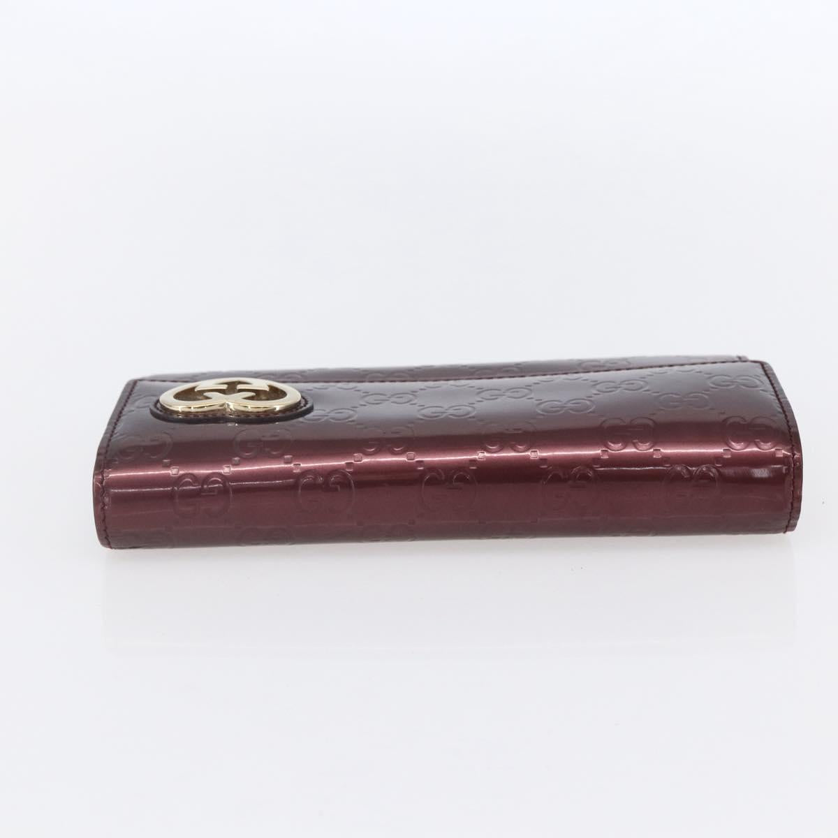 GUCCI GG Canvas Guccissima Lovely Heart Wallet Bordeaux Gold 251861 Auth 154109