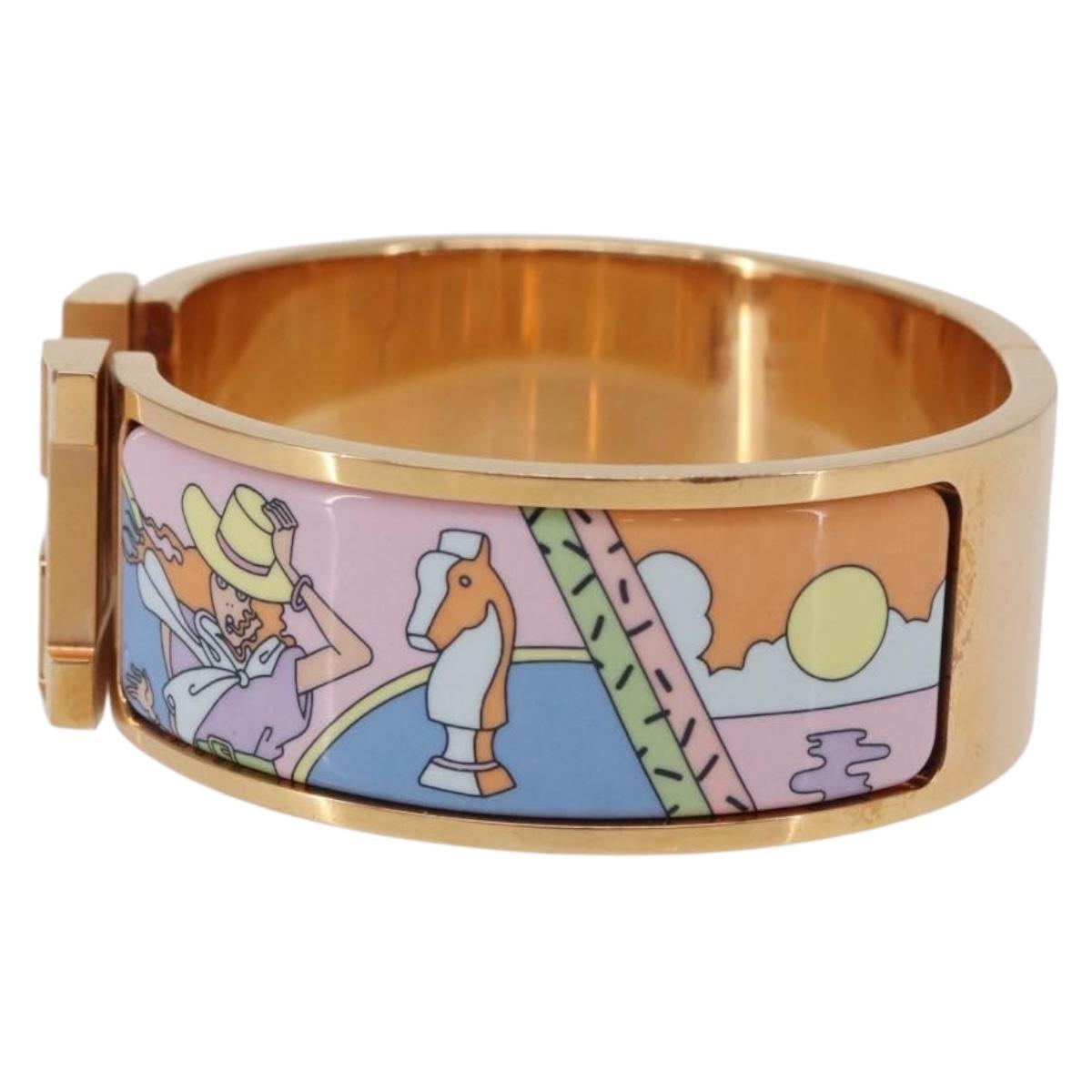 HERMES Click H Bracelet metal Gold Tone FI 02 33 Auth 154113M