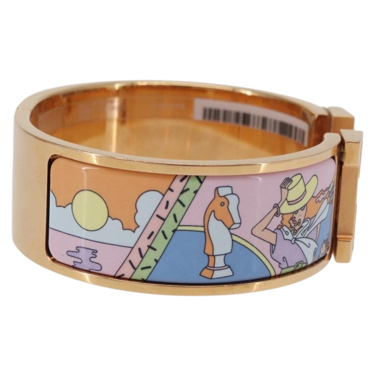 HERMES Click H Bracelet metal Gold Tone FI 02 33 Auth 154113M