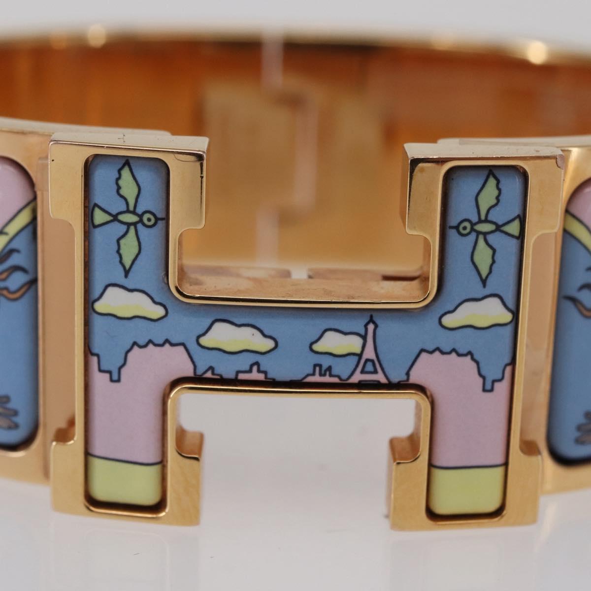 HERMES Click H Bracelet metal Gold Tone FI 02 33 Auth 154113M