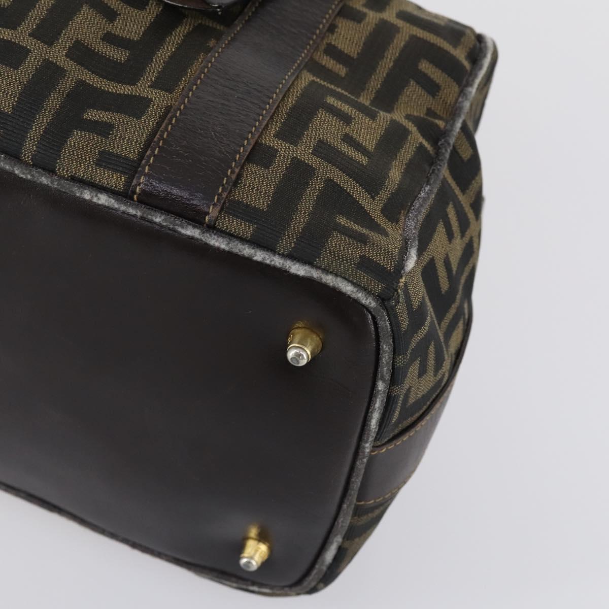 FENDI Zucca Canvas Hand Bag Black Brown Auth 154156