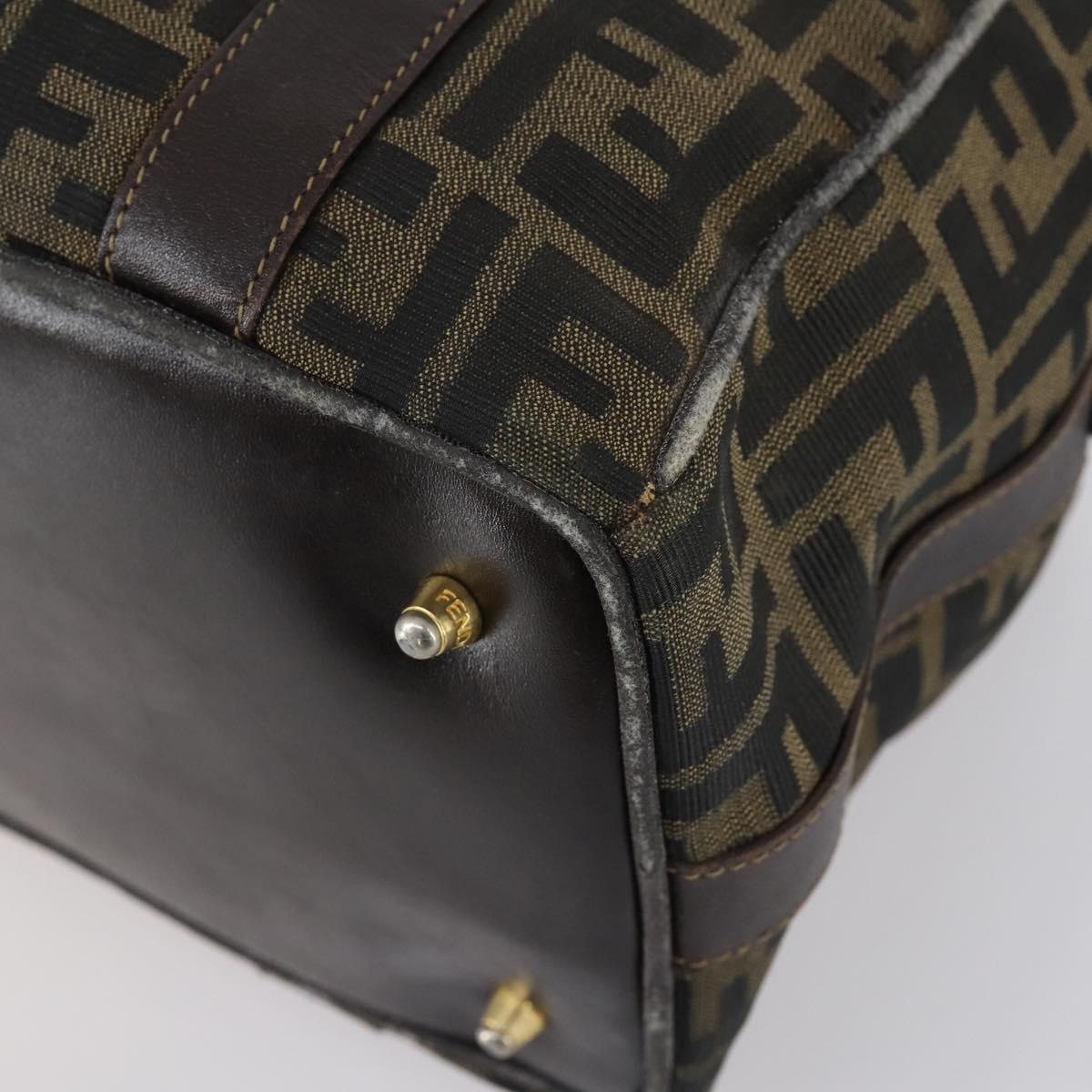 FENDI Zucca Canvas Hand Bag Black Brown Auth 154156