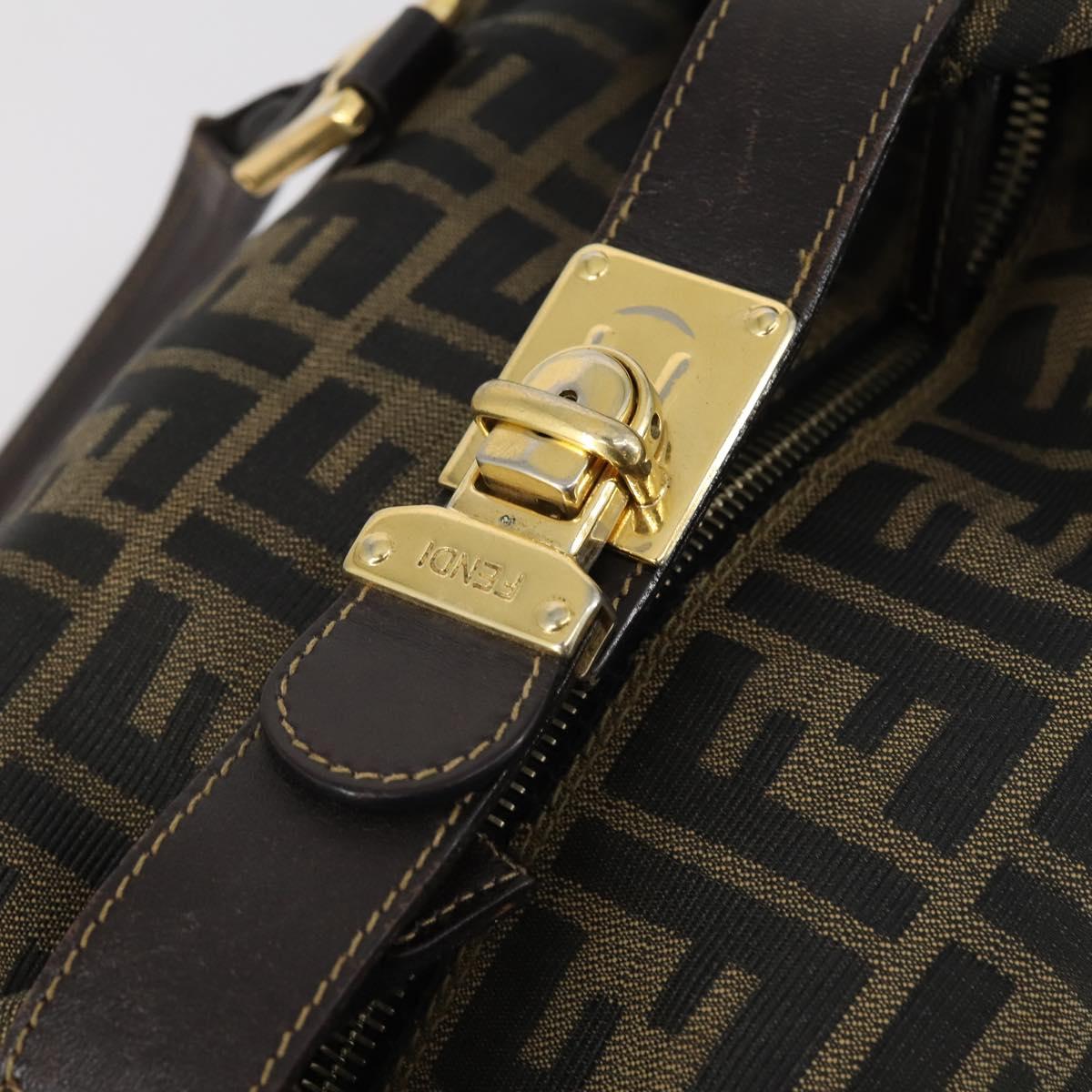 FENDI Zucca Canvas Hand Bag Black Brown Auth 154156