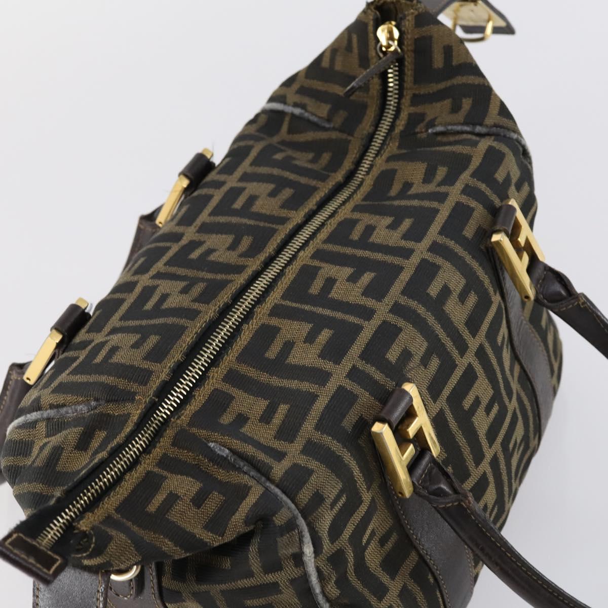 FENDI Zucca Canvas Hand Bag Black Brown Auth 154156