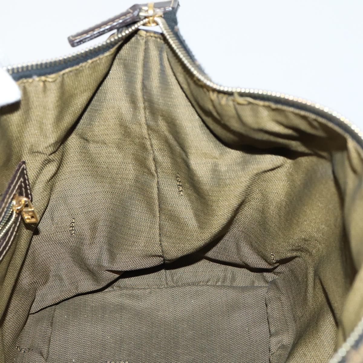 FENDI Zucca Canvas Hand Bag Black Brown Auth 154156