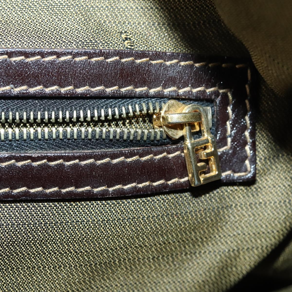 FENDI Zucca Canvas Hand Bag Black Brown Auth 154156