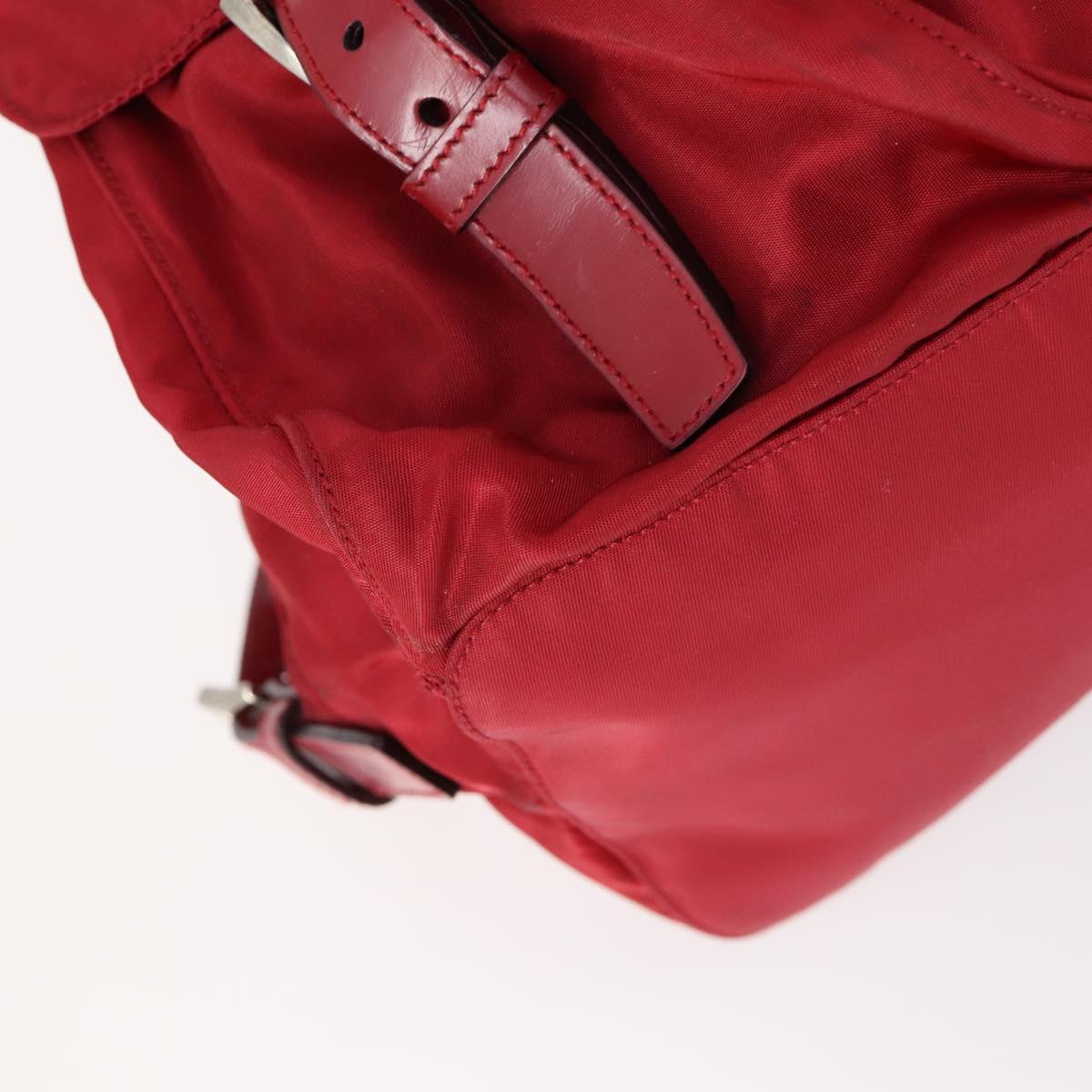 PRADA Backpack Nylon Red Silver Auth 154157