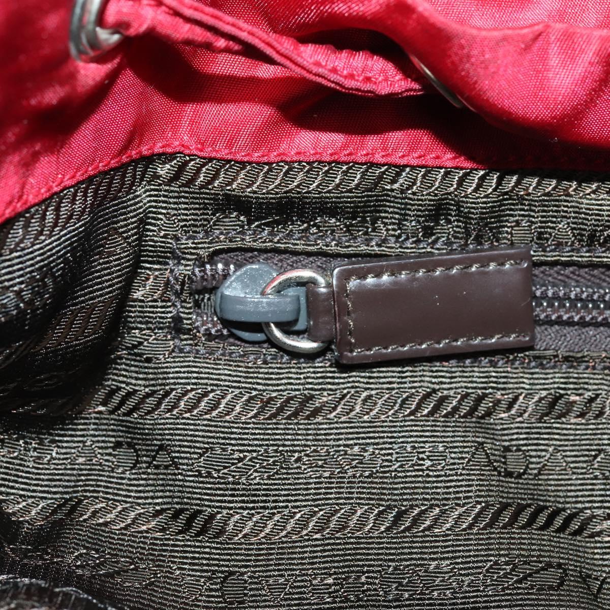 PRADA Backpack Nylon Red Silver Auth 154157