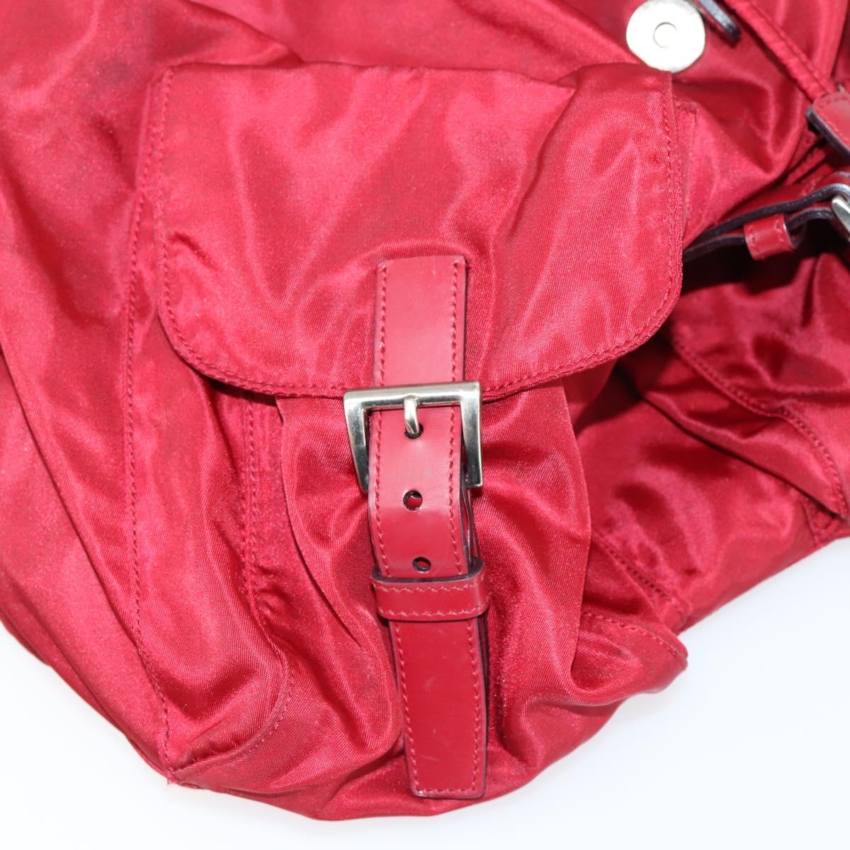 PRADA Backpack Nylon Red Silver Auth 154157