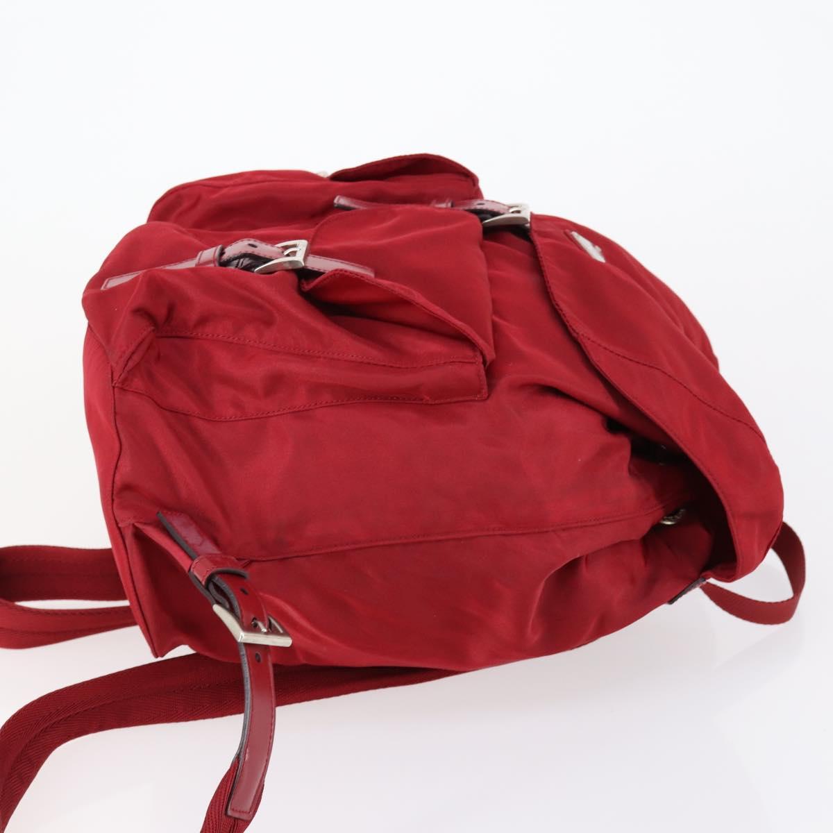 PRADA Backpack Nylon Red Silver Auth 154157