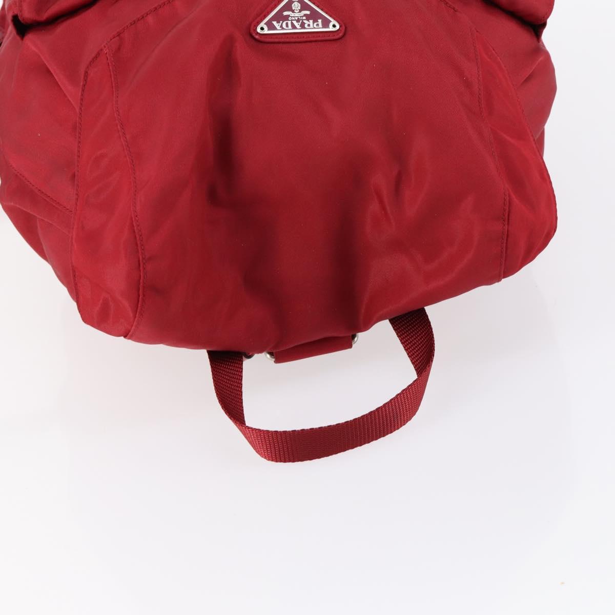 PRADA Backpack Nylon Red Silver Auth 154157