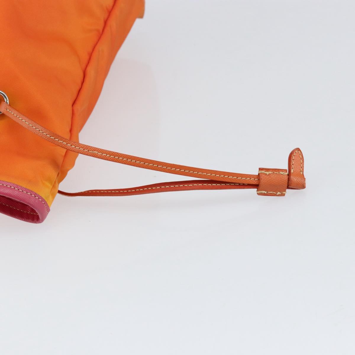 PRADA Tote Bag Nylon Orange Silver Auth 154158