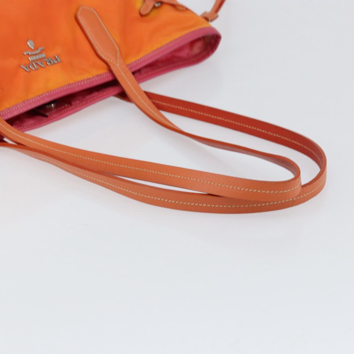 PRADA Tote Bag Nylon Orange Silver Auth 154158