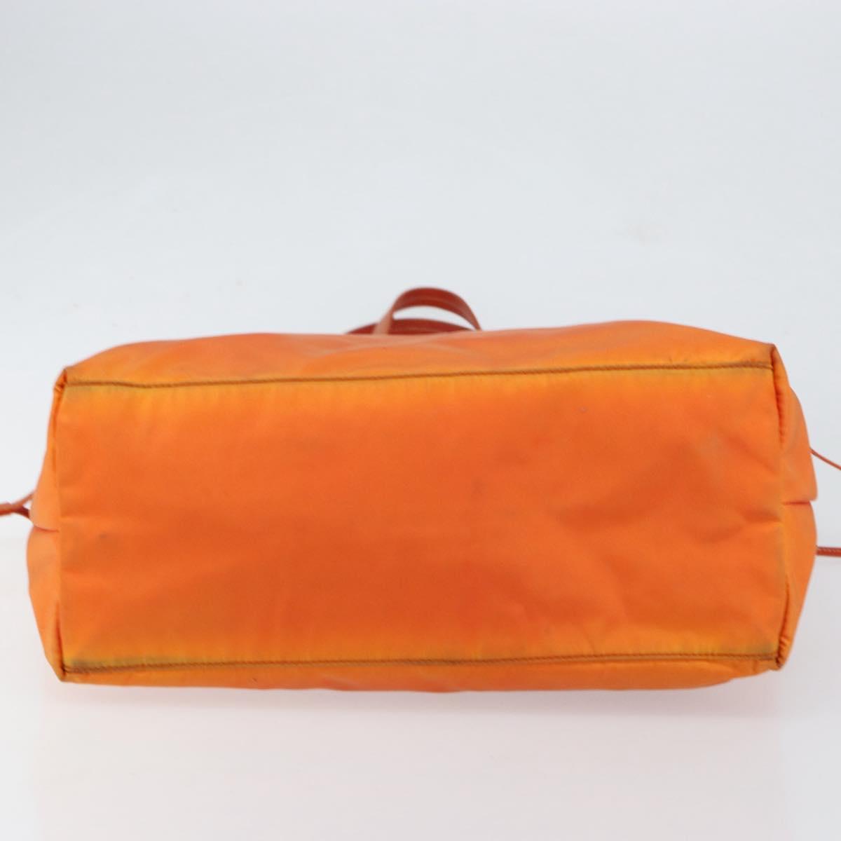 PRADA Tote Bag Nylon Orange Silver Auth 154158