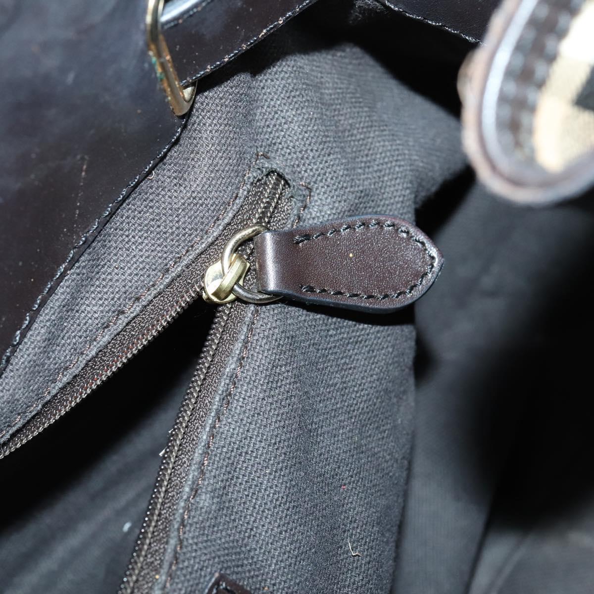 BURBERRY Nova Check Shoulder Bag PVC 2way Beige Gold Auth 154159