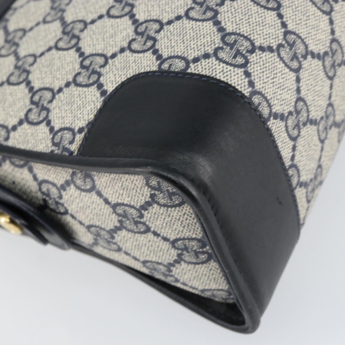 GUCCI GG Supreme Sherry Line Shoulder Bag PVC Navy Gold Auth 154161
