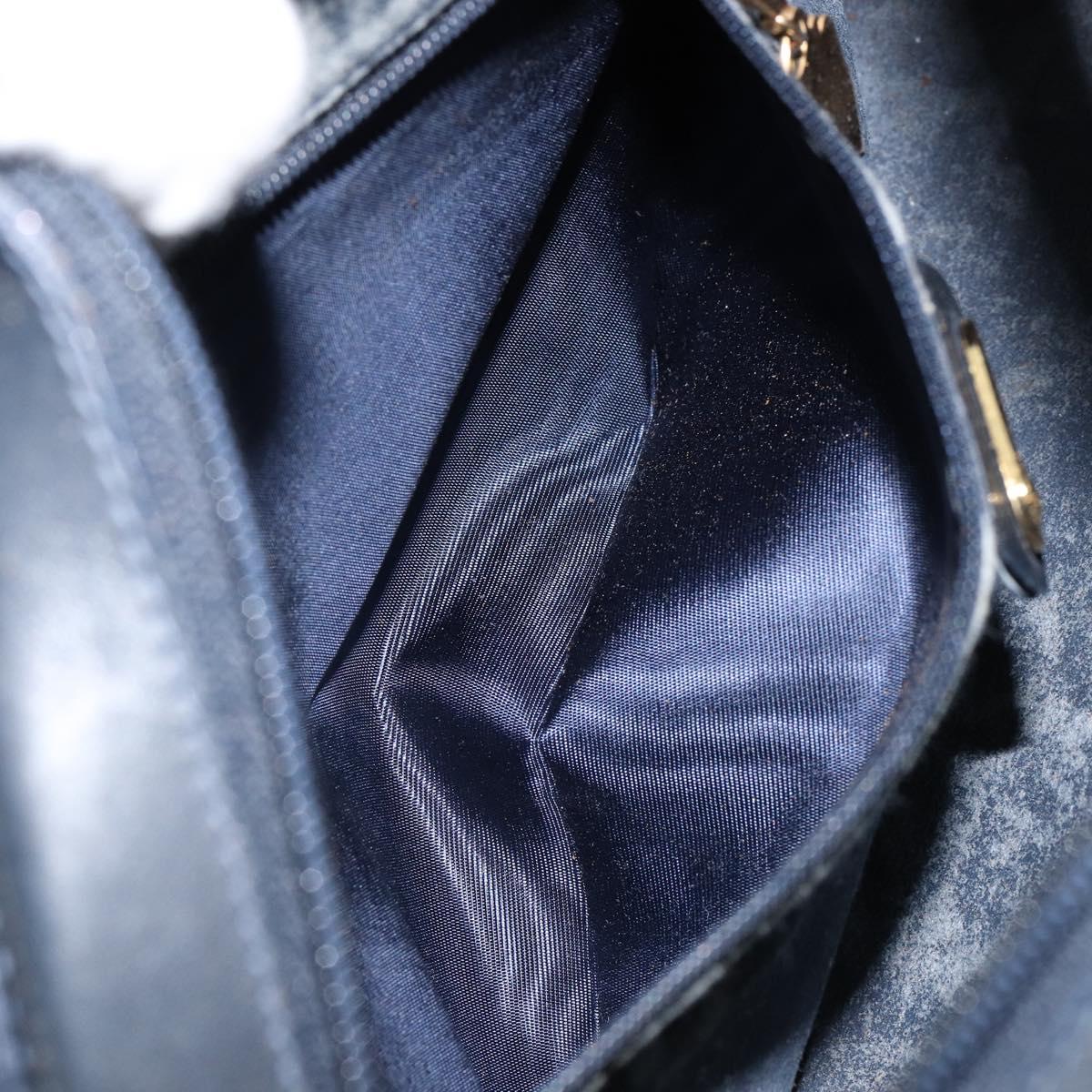 GUCCI GG Supreme Sherry Line Shoulder Bag PVC Navy Gold Auth 154161