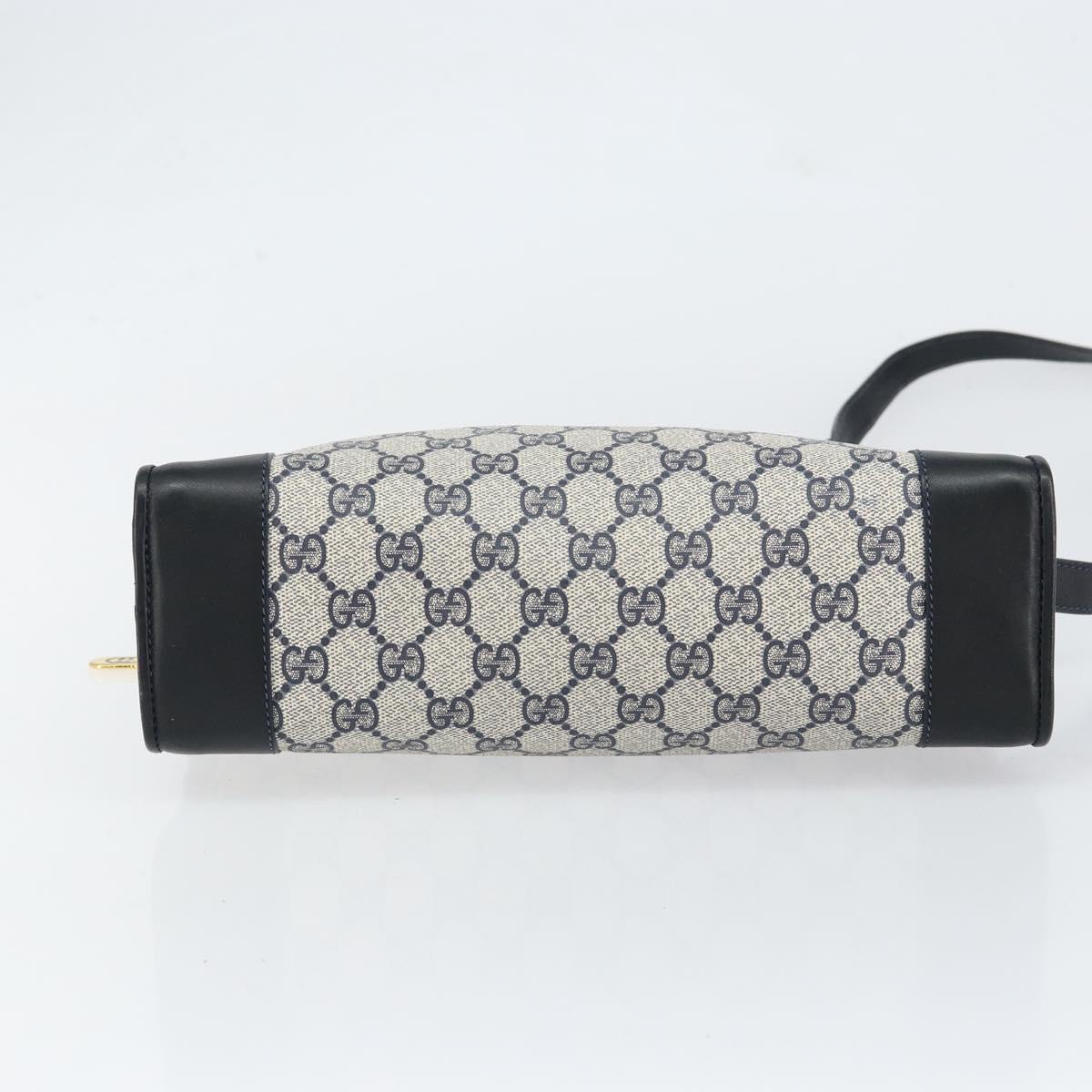 GUCCI GG Supreme Sherry Line Shoulder Bag PVC Navy Gold Auth 154161