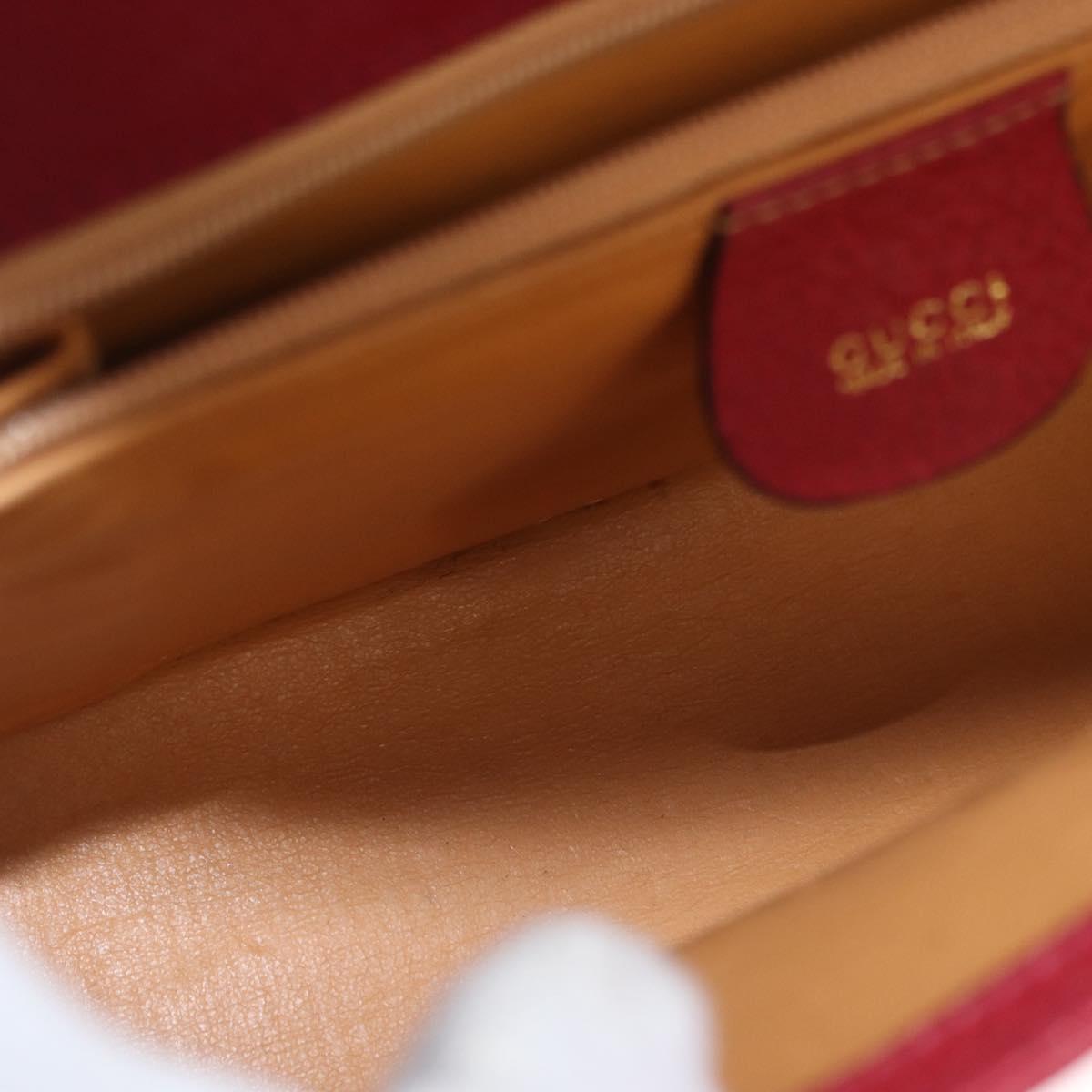 GUCCI Bamboo Hand Bag Leather 2way Red Gold 000 113 0231 Auth 154162M