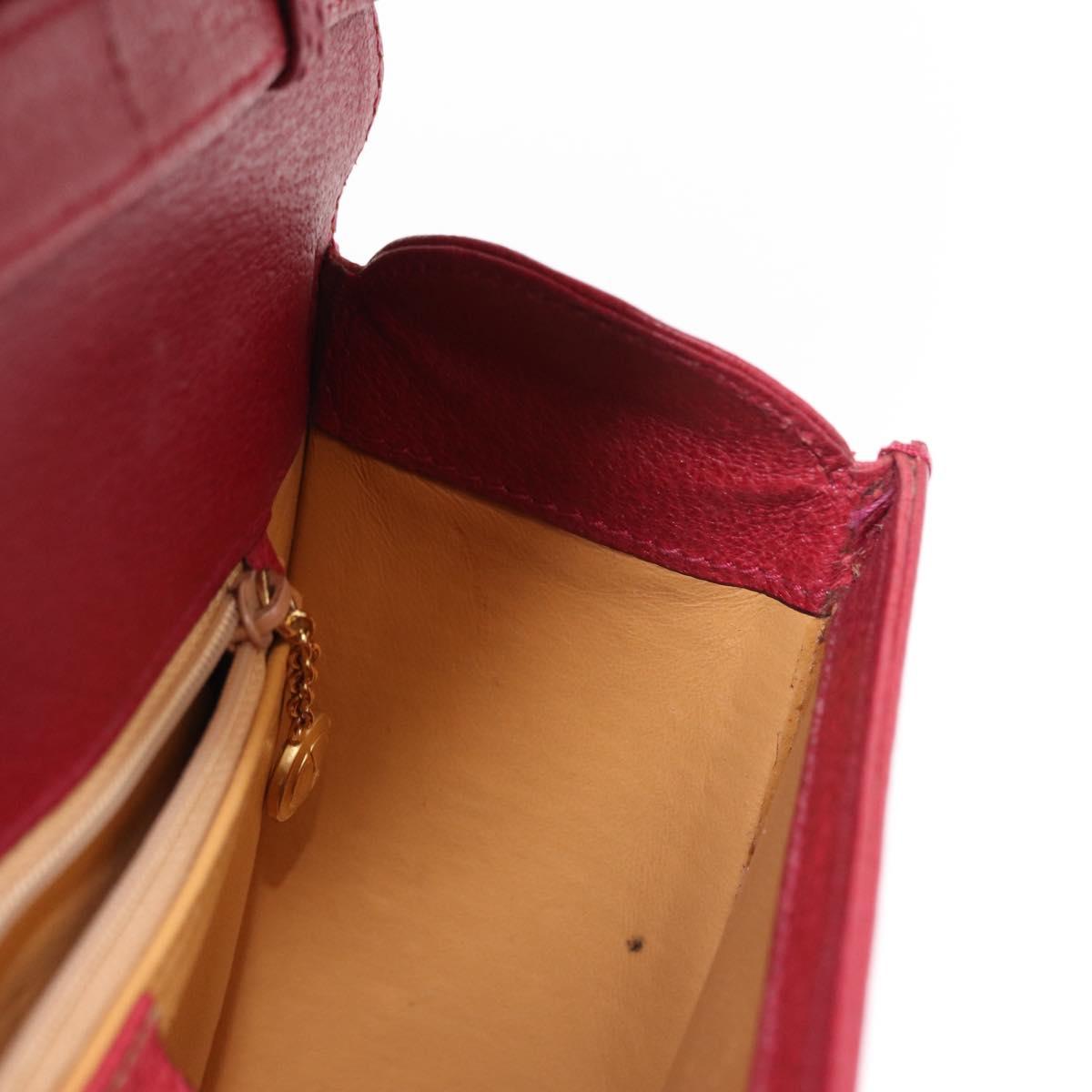 GUCCI Bamboo Hand Bag Leather 2way Red Gold 000 113 0231 Auth 154162M