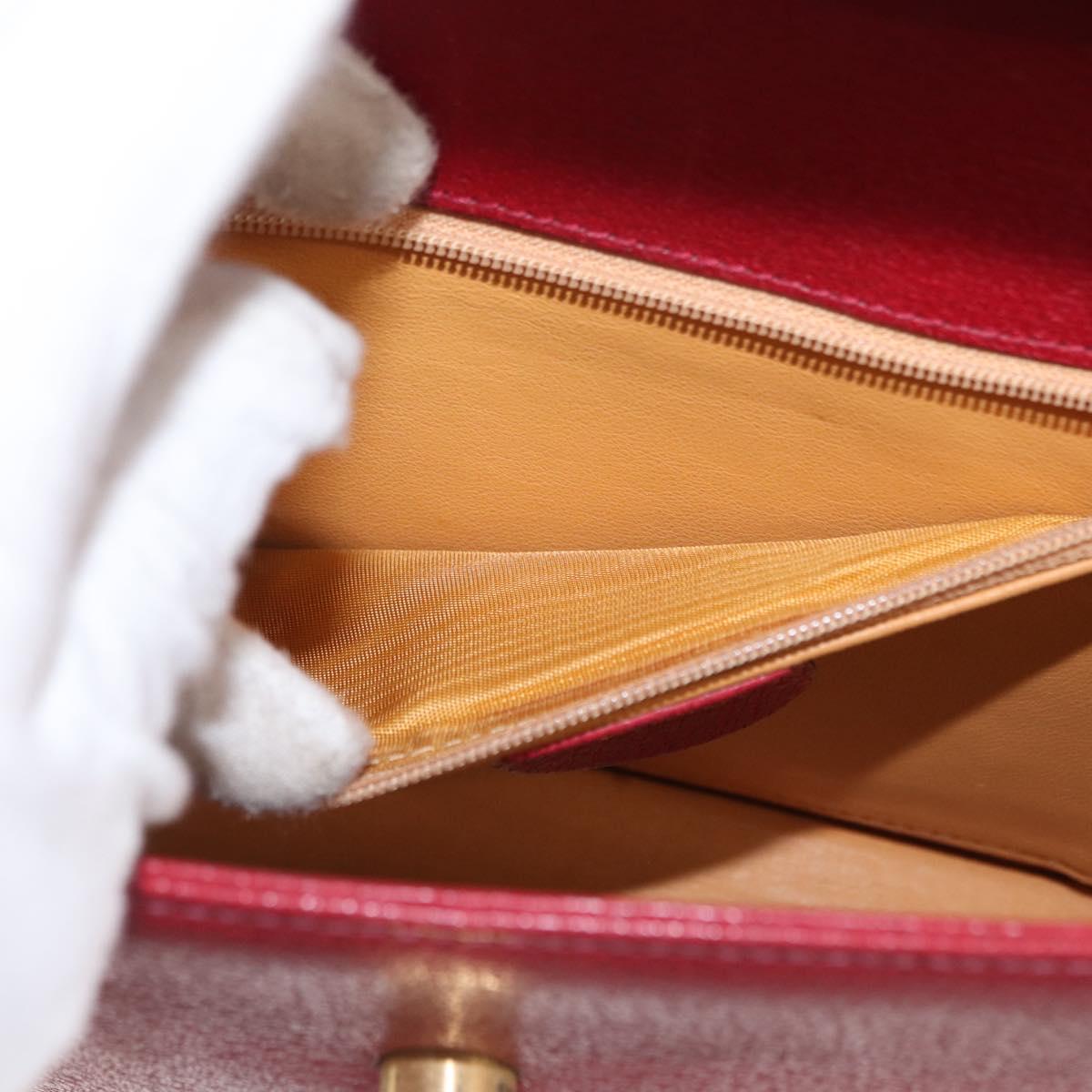 GUCCI Bamboo Hand Bag Leather 2way Red Gold 000 113 0231 Auth 154162M