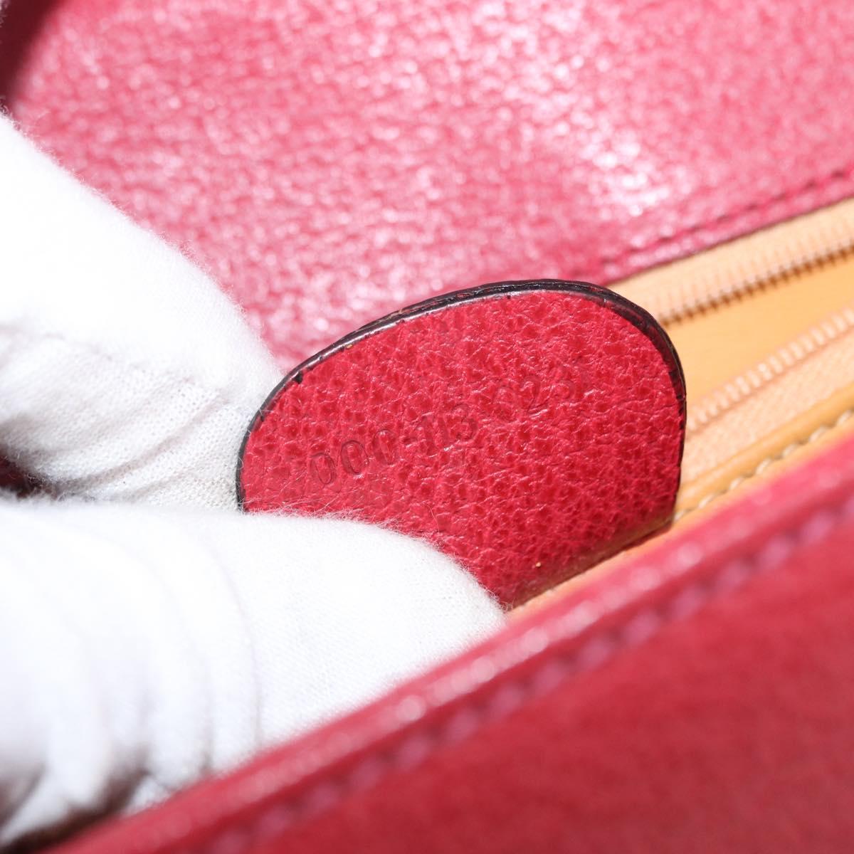 GUCCI Bamboo Hand Bag Leather 2way Red Gold 000 113 0231 Auth 154162M