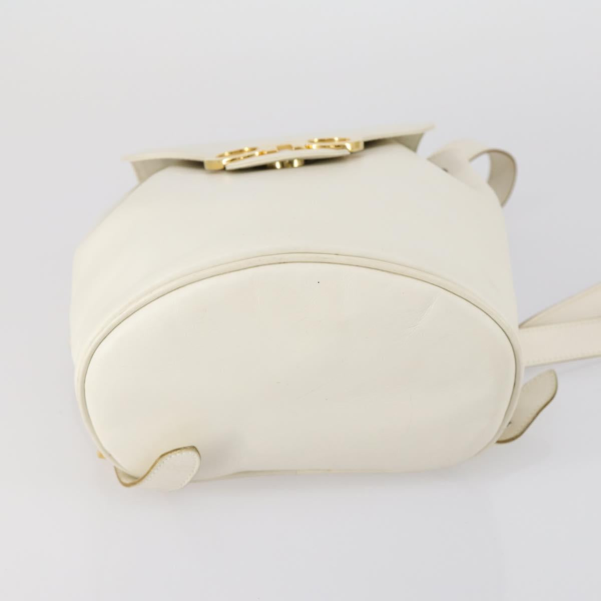 Salvatore Ferragamo Backpack Leather White Gold Auth 154163