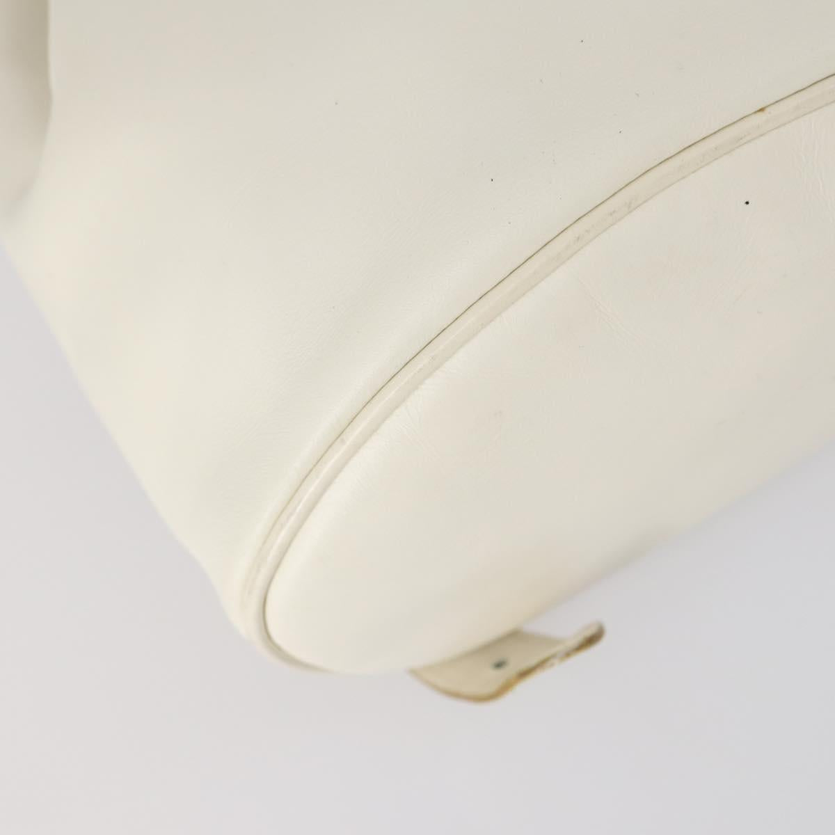 Salvatore Ferragamo Backpack Leather White Gold Auth 154163