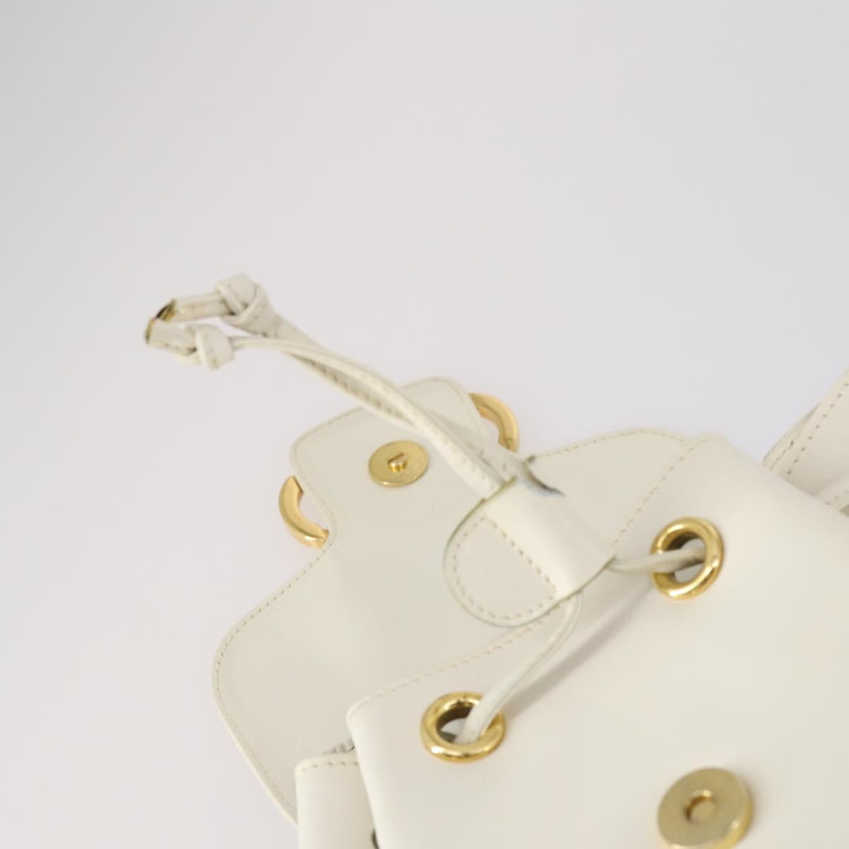 Salvatore Ferragamo Backpack Leather White Gold Auth 154163