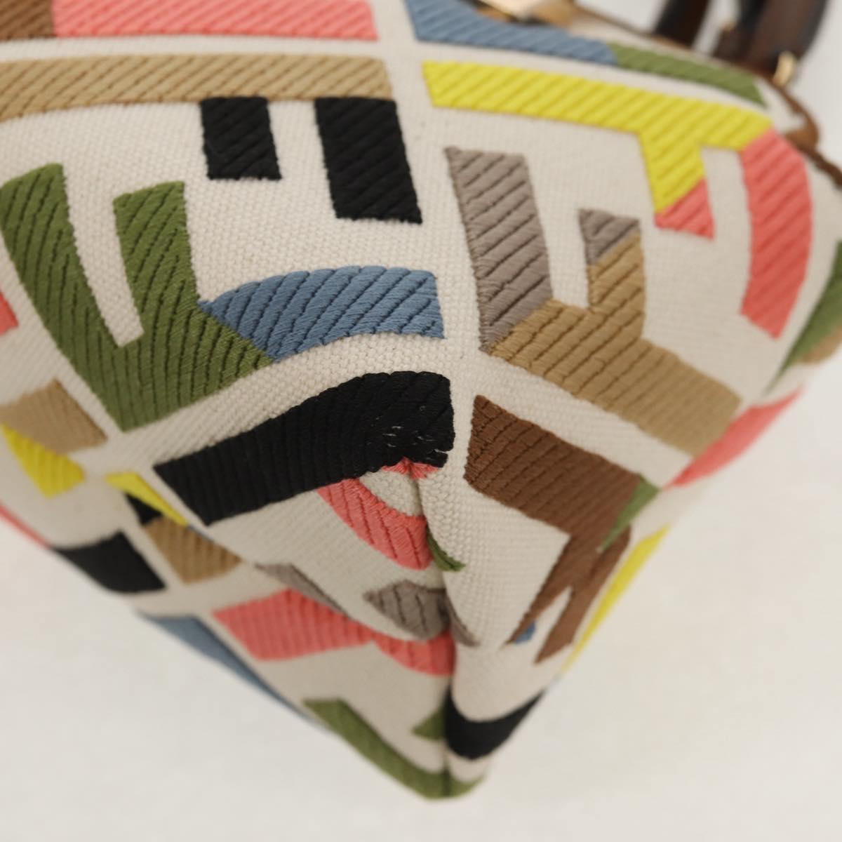 FENDI Zucca Canvas Mini By The Way Hand Bag 2way Multicolor Gold Auth 154164M
