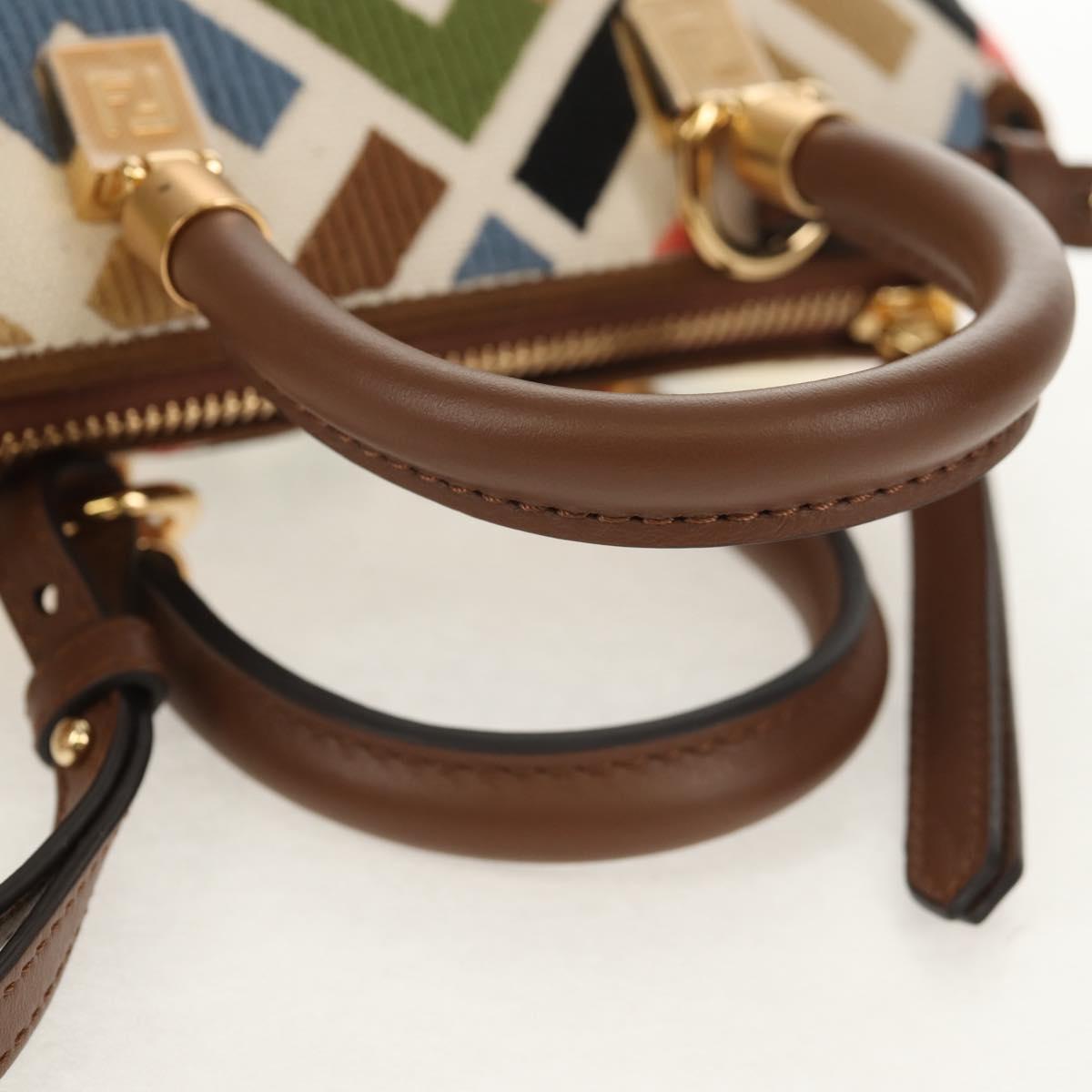 FENDI Zucca Canvas Mini By The Way Hand Bag 2way Multicolor Gold Auth 154164M