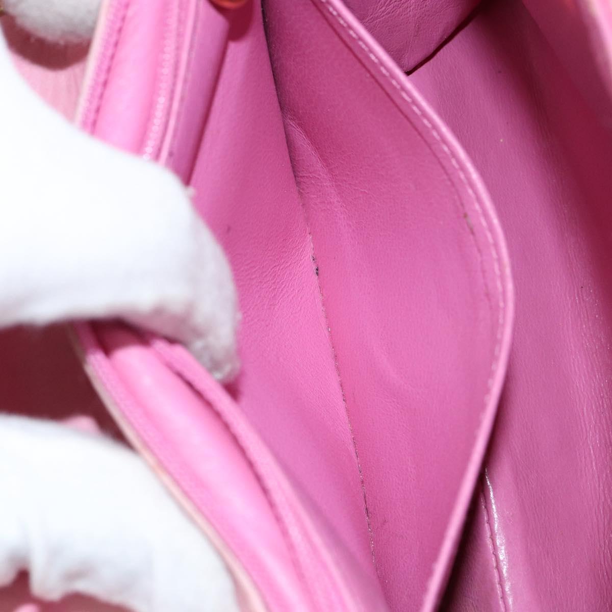 CHANEL Mademoiselle Chain Shoulder Bag Canvas Pink Gold CC Auth 154165