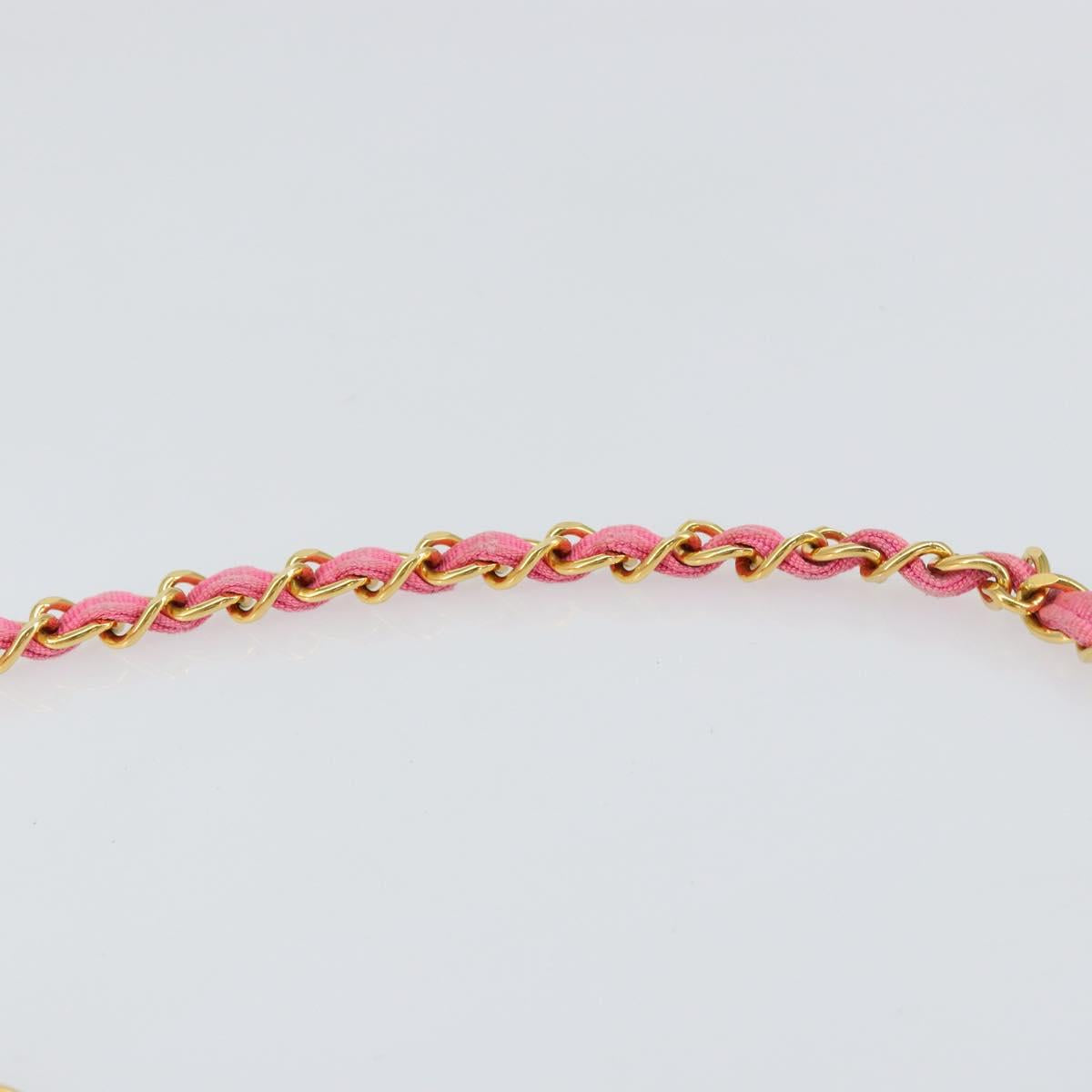 CHANEL Mademoiselle Chain Shoulder Bag Canvas Pink Gold CC Auth 154165