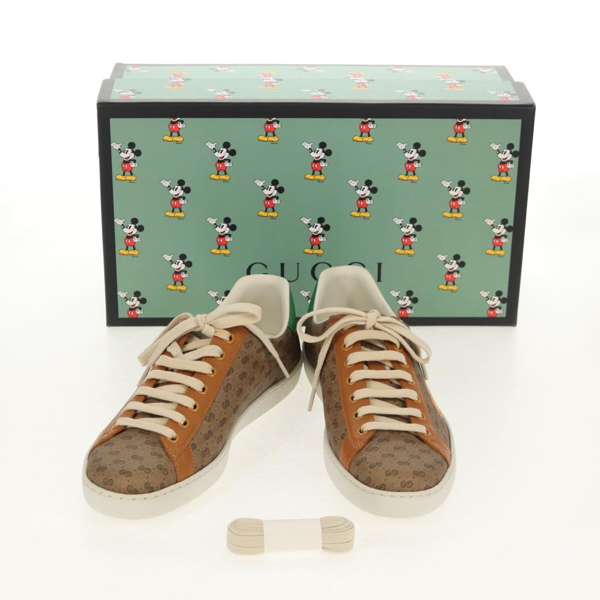 GUCCI Micro GG Canvas Disney Collaboration Sneakers Beige Auth 154167M