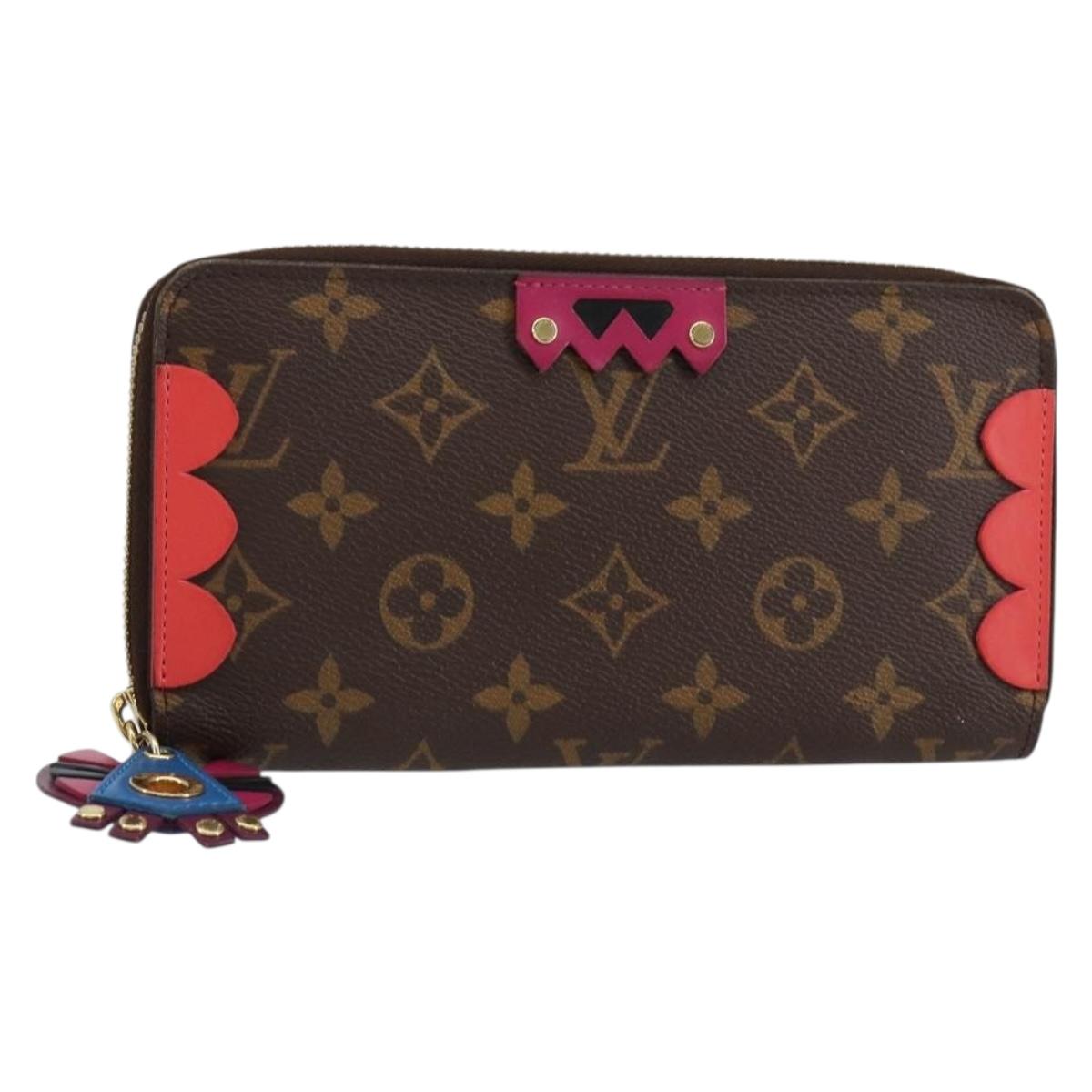 LOUIS VUITTON Monogram Totem Zippy Wallet Purple Red blue M61364 LV Auth 154173