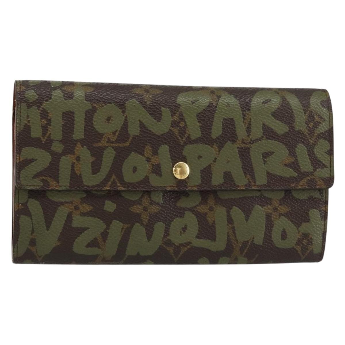 LOUIS VUITTON Graffiti Porte Monnaie Credit Wallet Khaki M92188 Auth 154174V